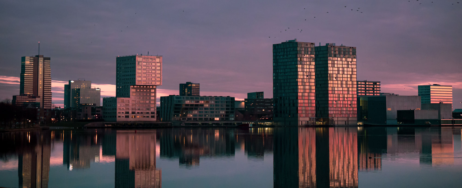 Almere vanaf het Weerwater gezien